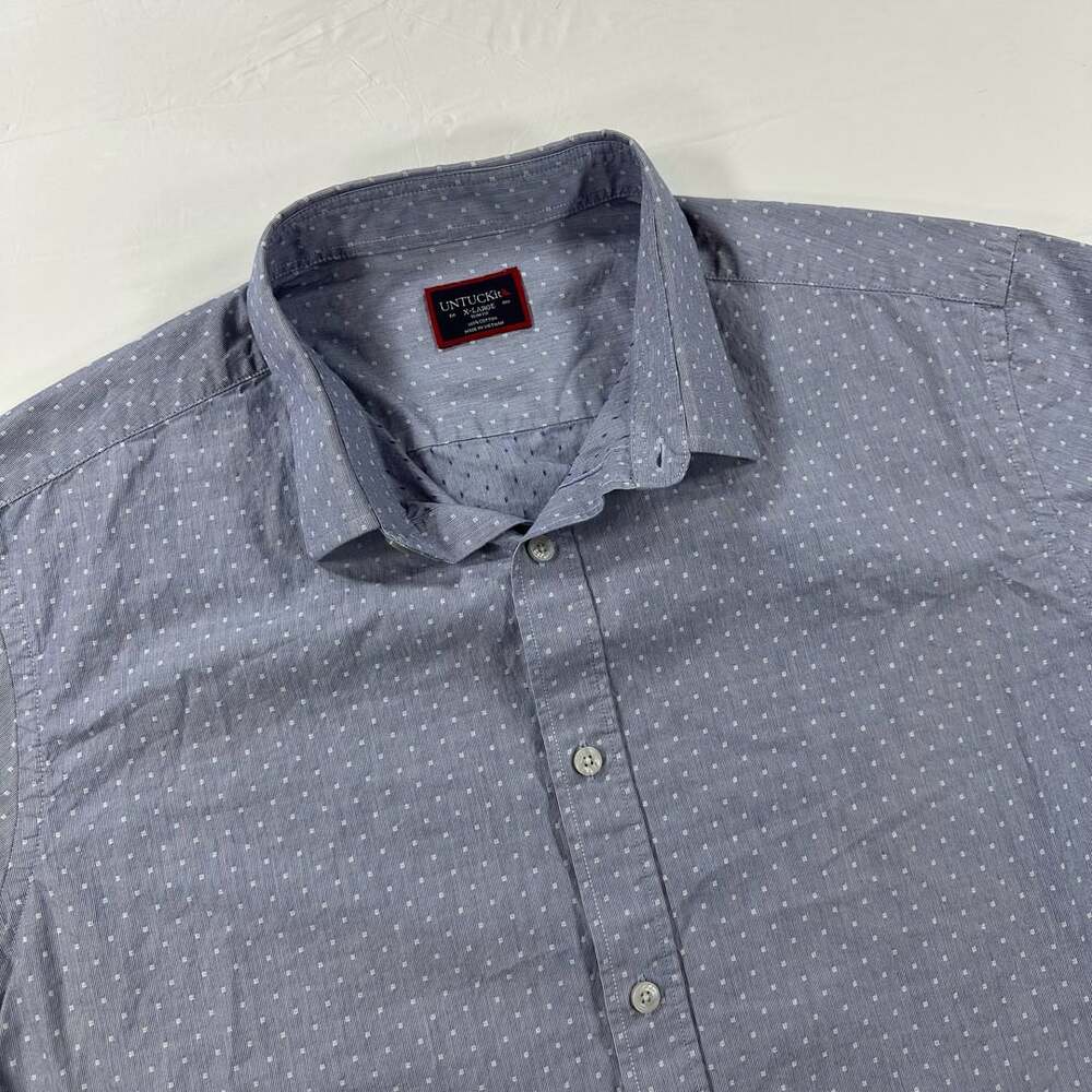 Untuckit Thorntan Size X-Large Blue Micro Dot Short Sleeve Shirt